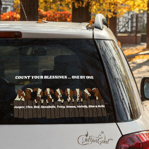 Count Your Blessings Rustic 9 Goats Fence Window Cling