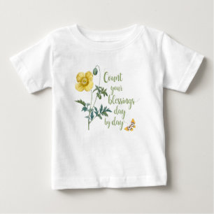 Count your blessings - vintage Yellow poppy  Baby T-Shirt