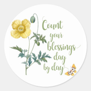 Count your blessings - vintage Yellow poppy  Classic Round Sticker