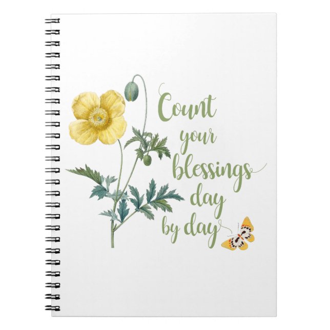 Count your blessings - vintage Yellow poppy Notebook (Front)