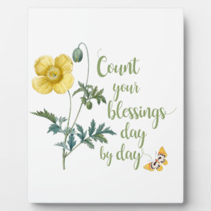 Count your blessings - vintage Yellow poppy Plaque
