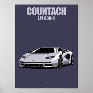Countach Hybrid Supercar Minimal Illustration Poster