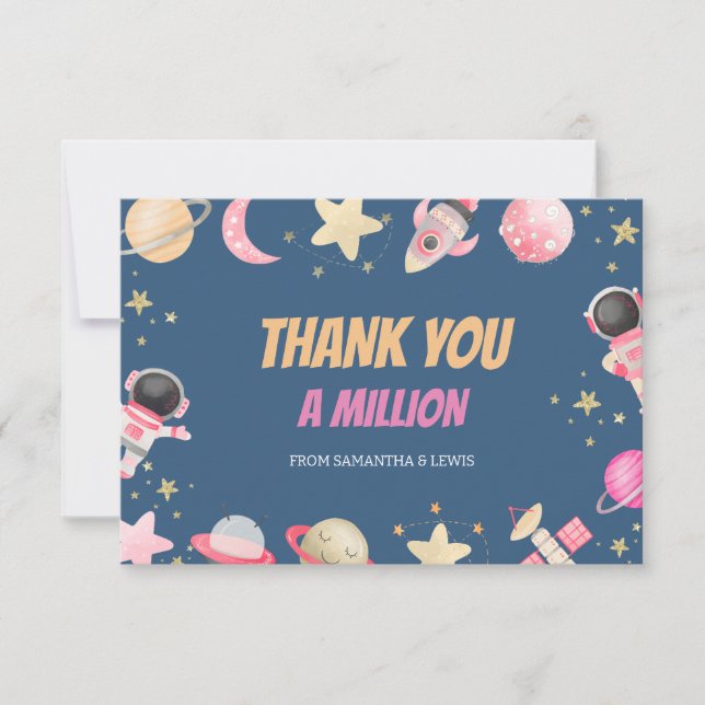 Countdown Space Girl Thank You Card (Front)
