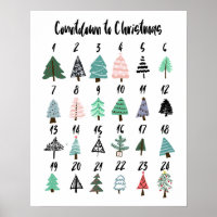 Countdown to Christmas advent calendar cute trees