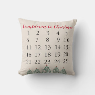 Countdown to Christmas Tree Illustration Holiday Cushion