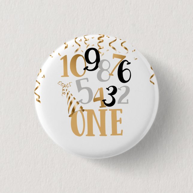 Countdown To One Birthday Button-New Years Eve 3 Cm Round Badge (Front)