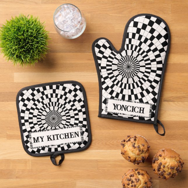 Counter Spirals by Kenneth Yoncich Oven Mitt & Pot Holder Set (Top Down)