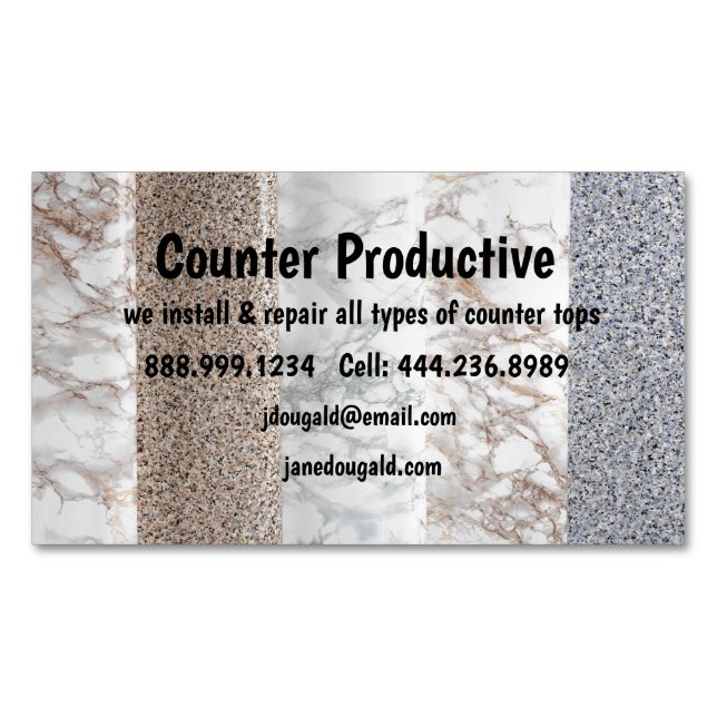 Counter Top Install & Repair Business Magnetic Business Card (Front)