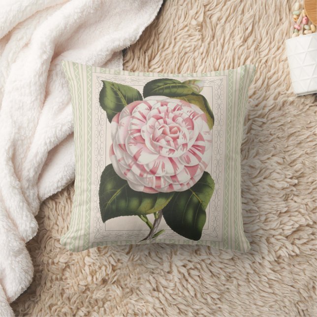 Countess of Derby Camellia Vintage Floral Cushion (Blanket)