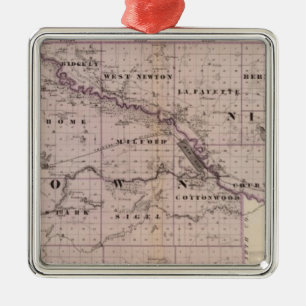 Counties of Brown and Nicollet, Minnesota Metal Tree Decoration