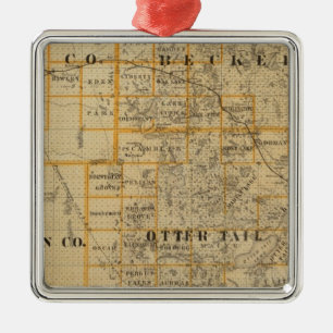 Counties of Clay, Wilkin, Becker, Minnesota Metal Tree Decoration