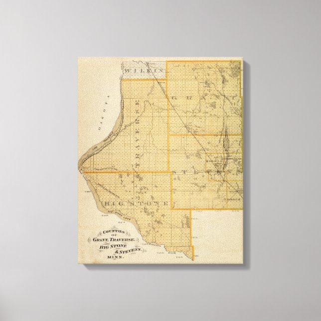 Counties of Grant, Traverse, Minnesota Canvas Print (Front)