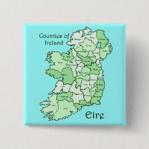 Counties of Ireland Map 15 Cm Square Badge