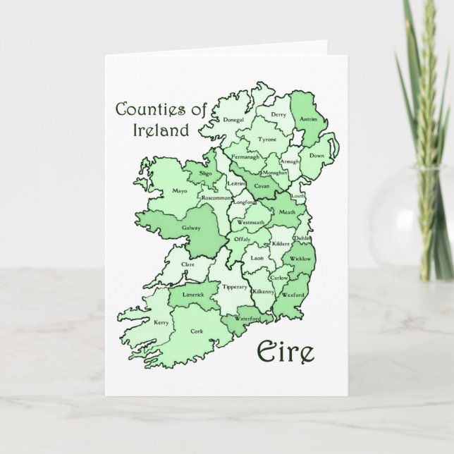 Counties of Ireland Map Card (Front)
