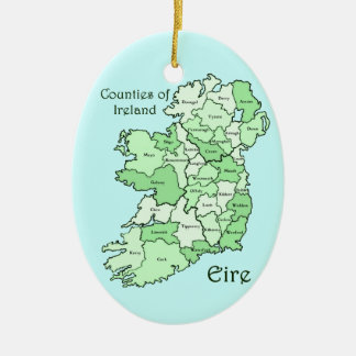Counties of Ireland Map Ceramic Tree Decoration