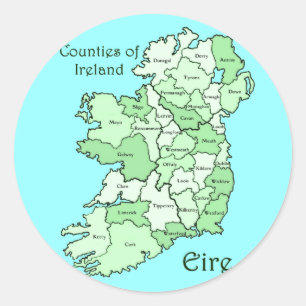 Counties of Ireland Map Classic Round Sticker