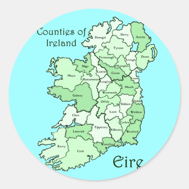 Counties of Ireland Map Classic Round Sticker (Front)