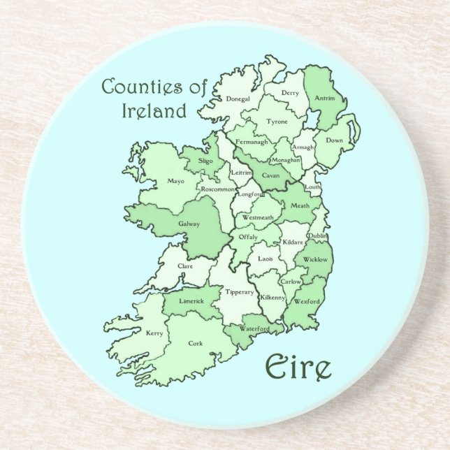Counties of Ireland Map Coaster (Front)