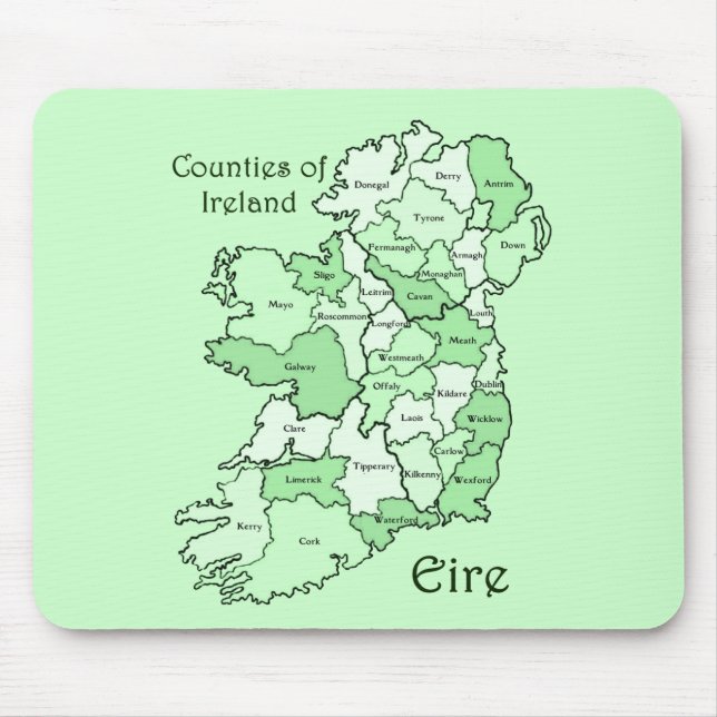 Counties of Ireland Map Mouse Mat (Front)