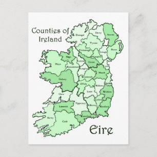 Counties of Ireland Map Postcard