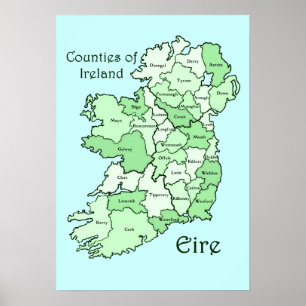 Counties of Ireland Map Poster