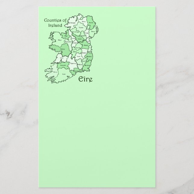 Counties of Ireland Map Stationery (Front)