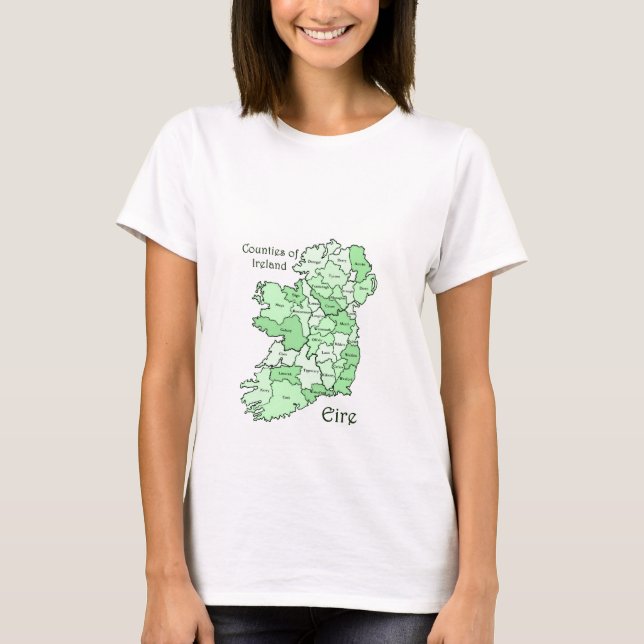 Counties of Ireland Map T-Shirts (Front)