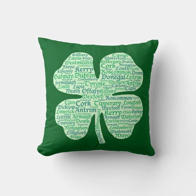 Counties of Ireland Shamrock Cushion (Front)