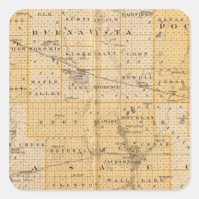 Counties of Pocahontas, Cherokee Square Sticker (Front)