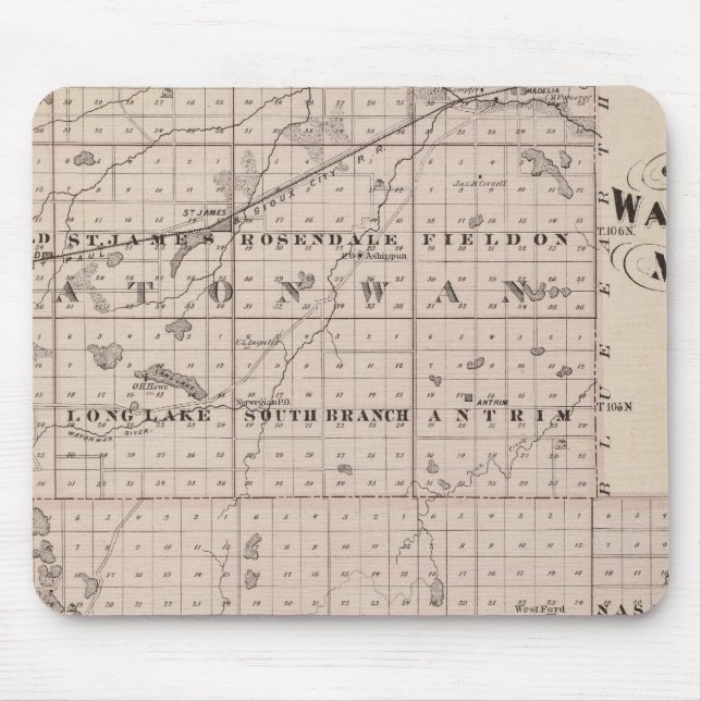 Counties of Watonwan and Martin, Minnesota Mouse Mat (Front)