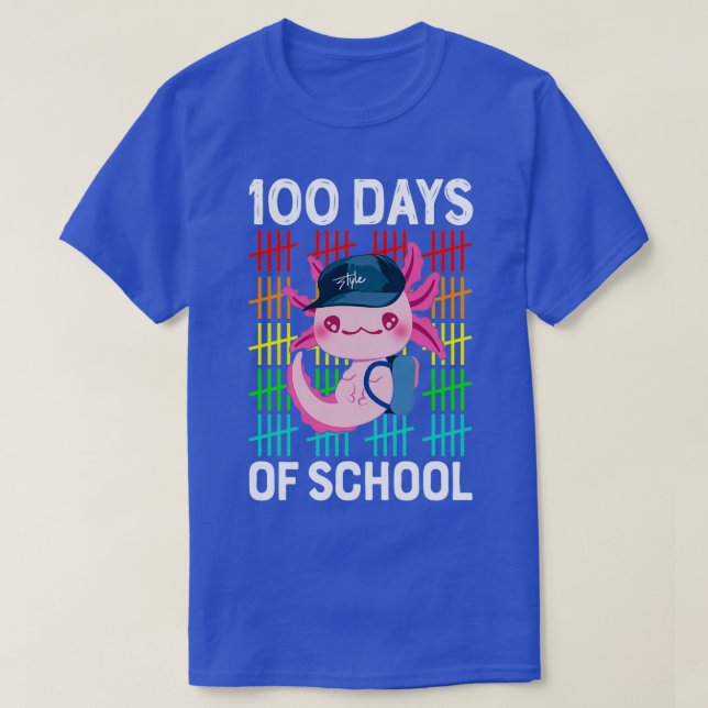 Counting 100 Days Of School Axolotl Lover Girls Ki T-Shirt (Design Front)