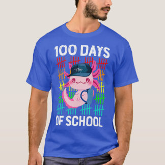 Counting 100 Days Of School Axolotl Lover Girls Ki T-Shirt