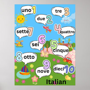 Counting 1 to 10 in Italian Poster
