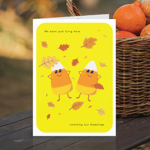 Counting Blessings   Yellow Candy Corn Fall Holiday Card