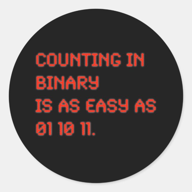 Counting in Binary Classic Round Sticker (Front)
