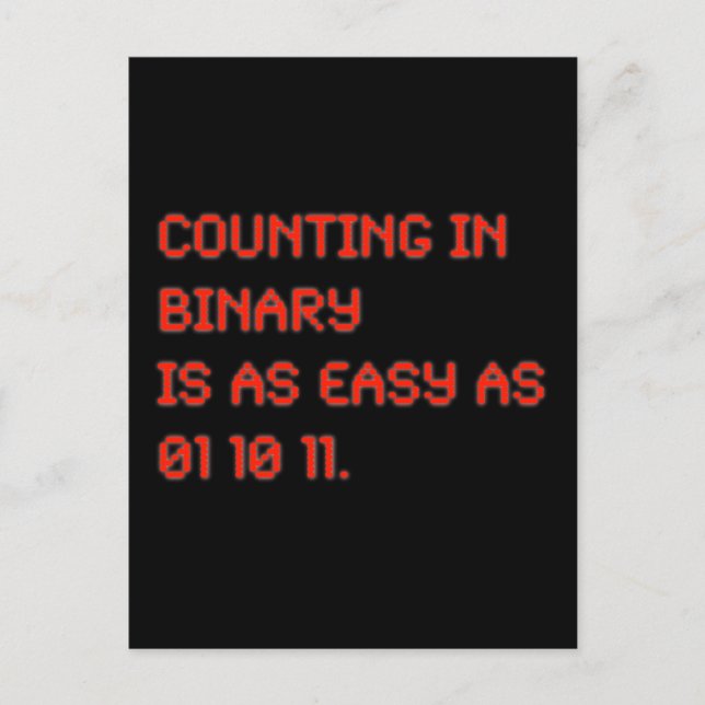 Counting in Binary Postcard (Front)