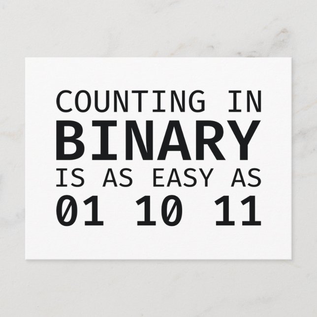 Counting In Binary Postcard (Front)