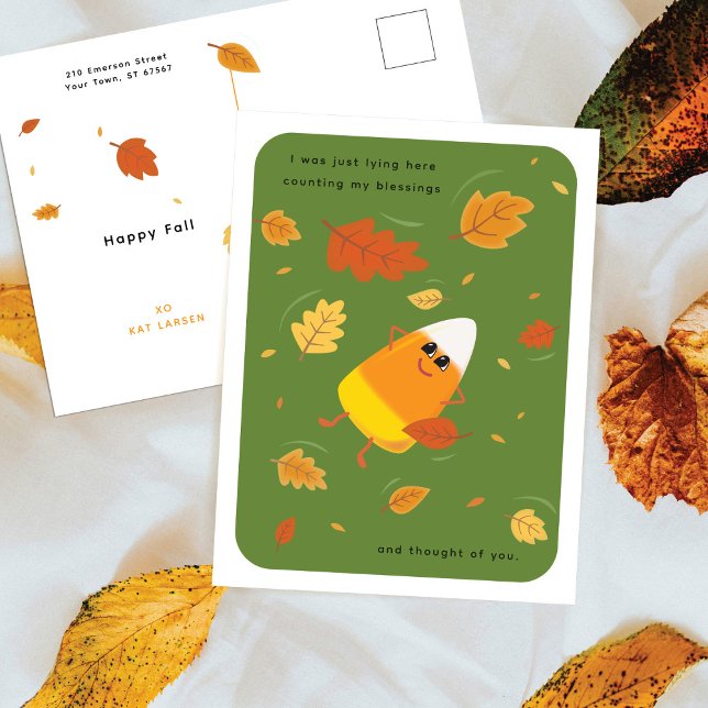 Counting My Blessings | Green Candy Corn Fall Holiday Postcard (Creator Uploaded)