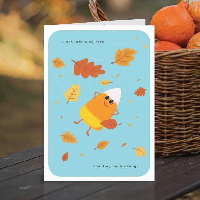 Counting My Blessings | Sky Blue Candy Corn Fall Holiday Card (Creator Uploaded)