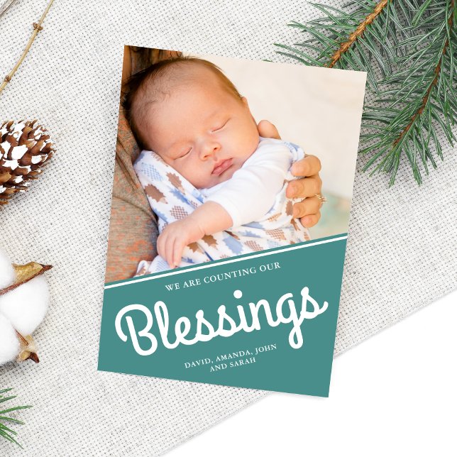 Counting Our Blessings | Christmas Baby Photo Holiday Card (Creator Uploaded)