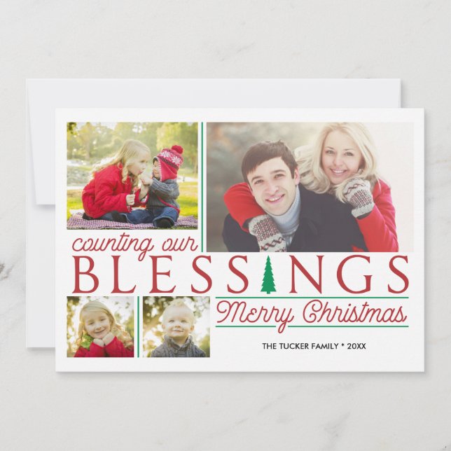 Counting our Blessings Christmas Photo Holiday Card (Front)