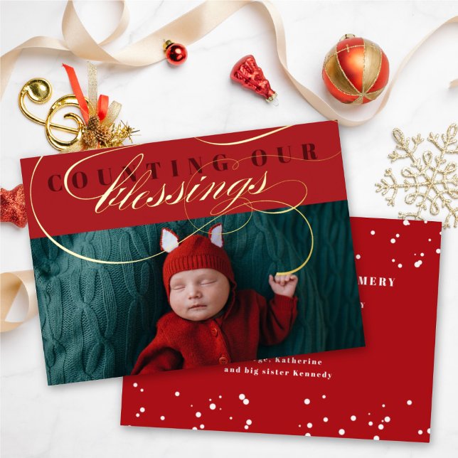 Counting Our Blessings Photo Birth Announcement (Creator Uploaded)