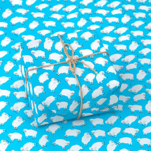 Counting Sheep Blue Nursery Pattern Wrapping Paper
