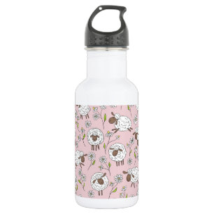 Counting sheep on cotton candy pink 532 ml water bottle