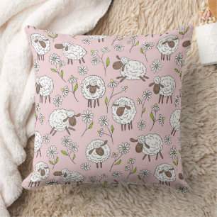 Counting sheep on cotton candy pink cushion