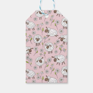 Counting sheep on cotton candy pink gift tags
