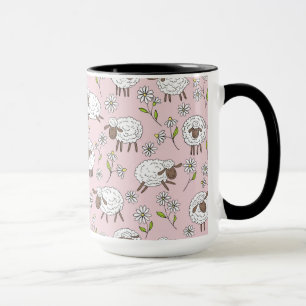 Counting sheep on cotton candy pink mug