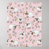 Counting sheep on cotton candy pink