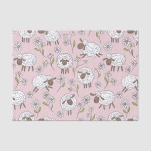 Counting sheep on cotton candy pink tissue paper