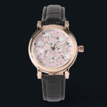 Counting sheep on cotton candy pink watch<br><div class="desc">Hand-painted cute doodle sheeps and daisies</div>